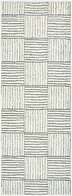 Livabliss Architect Gaar-2300 Striped Polyester Runner Rug with High-low Pile for Hallways Ivory, Black 2'7" x 7'3" GAAR2300-2773