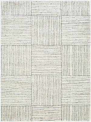 Livabliss Architect Gaar-2300 Striped Polyester Runner Rug with High-low Pile for Hallways Ivory, Black 9'2" x 12' GAAR2300-9212
