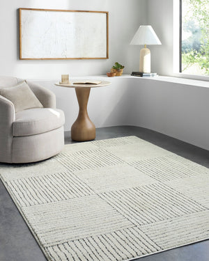 Livabliss Architect Gaar-2300 Striped Polyester Runner Rug with High-low Pile for Hallways Ivory, Black 9'2" x 12' GAAR2300-9212
