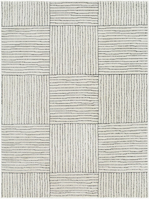 Livabliss Architect Gaar-2300 Striped Polyester Runner Rug with High-low Pile for Hallways Ivory, Black 5'3" x 7' GAAR2300-537