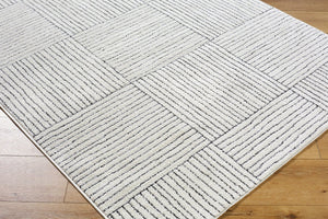 Livabliss Architect Gaar-2300 Striped Polyester Runner Rug with High-low Pile for Hallways Ivory, Black 9'2" x 12' GAAR2300-9212
