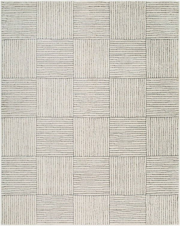 Livabliss Architect Gaar-2300 Striped Polyester Runner Rug with High-low Pile for Hallways Ivory, Black 7'10" x 10' GAAR2300-71010