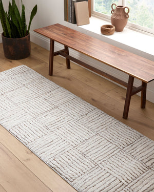 Livabliss Architect Galey Alix Stripe Runner Rug Woven Polyester for Hallway or Bedside Ivory, Dark Bro 2'7" x 7'3" GAAR2301-2773