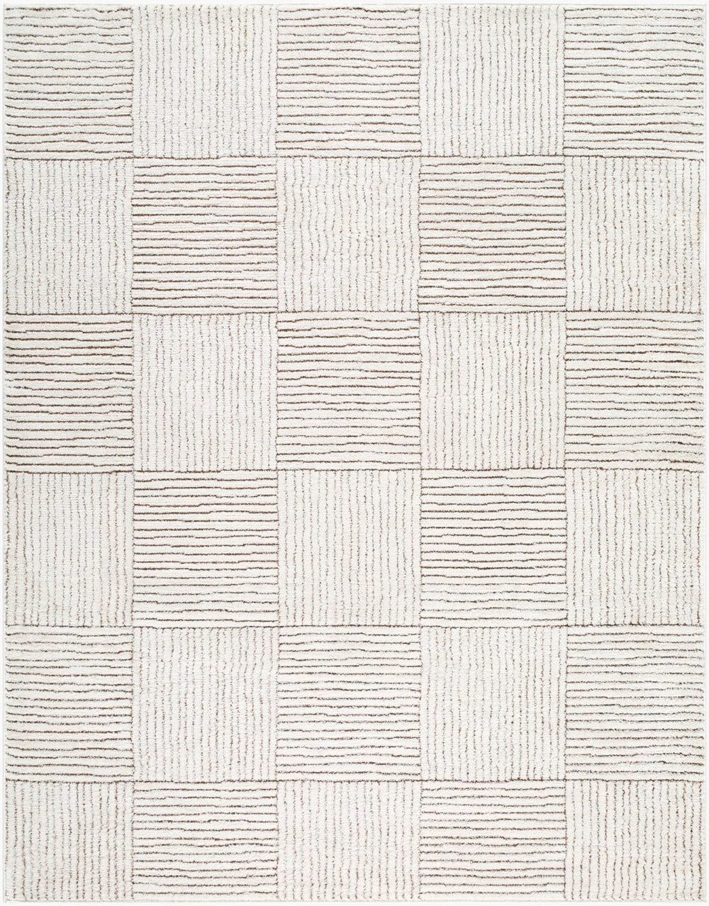 Livabliss Architect Galey Alix Stripe Runner Rug Woven Polyester for Hallway or Bedside Ivory, Dark Bro 7'10" x 10' GAAR2301-71010
