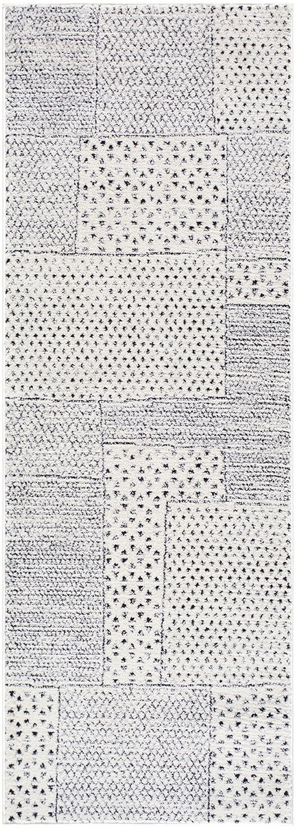 Livabliss Architect Galey Alix Geometric Runner Rug High Low Pile Polyester Hallway Entryway Ivory, Black 2'7" x 7'3" GAAR2302-2773