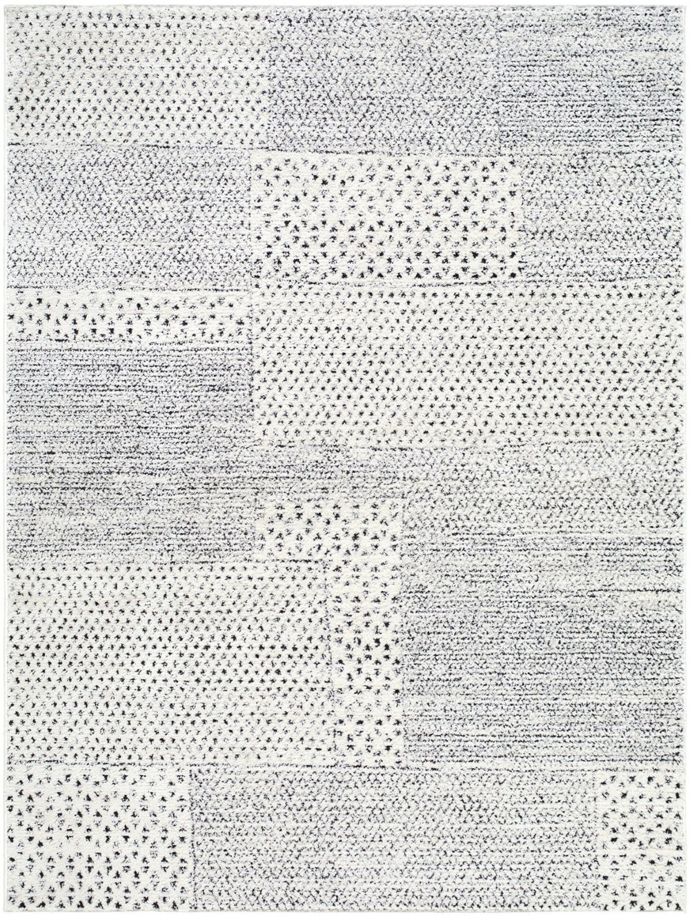 Livabliss Architect Galey Alix Geometric Runner Rug High Low Pile Polyester Hallway Entryway Ivory, Black 6'7" x 9' GAAR2302-679
