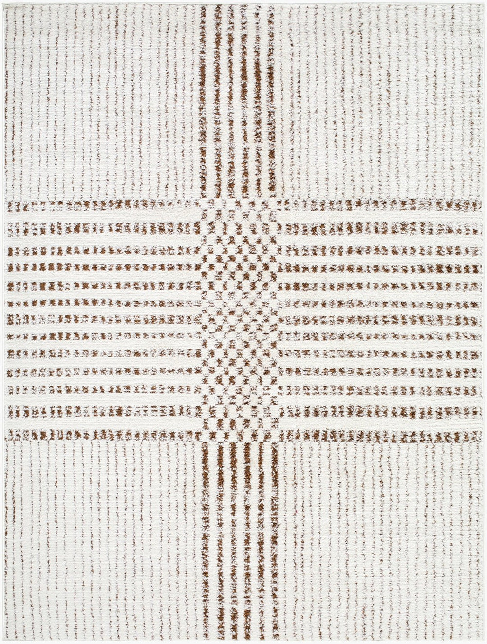Livabliss Architect Checkerboard Polyester Area Rug with High Low Pile for Modern Living Spaces Ivory, Dark Bro 5'3" x 7' GAAR2303-537
