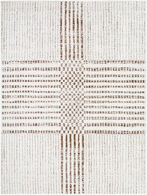 Livabliss Architect Checkerboard Polyester Area Rug with High Low Pile for Modern Living Spaces Ivory, Dark Bro 5'3" x 7' GAAR2303-537