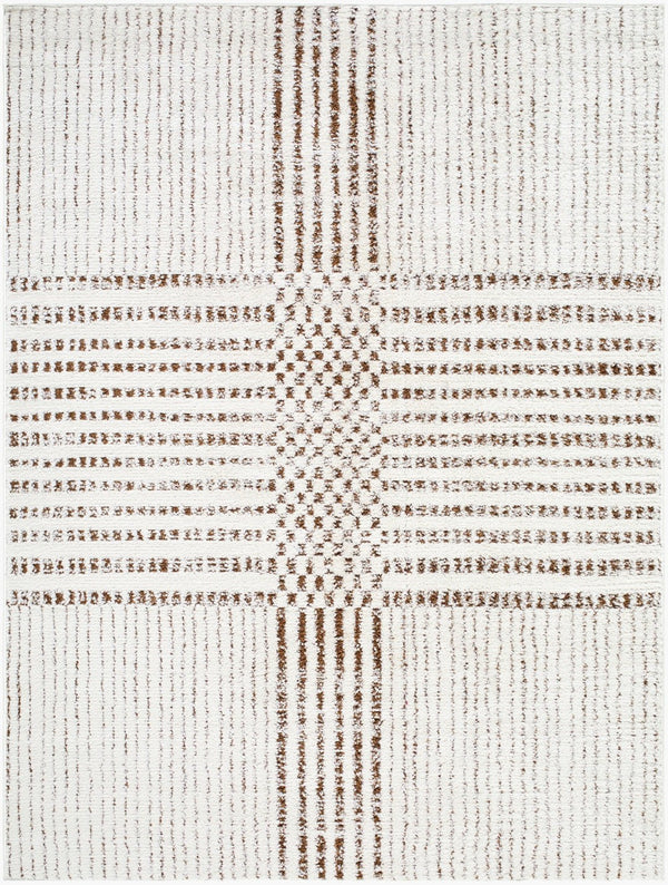 Livabliss Architect Checkerboard Polyester Area Rug with High Low Pile for Modern Living Spaces Ivory, Dark Bro 5'3" x 7' GAAR2303-537