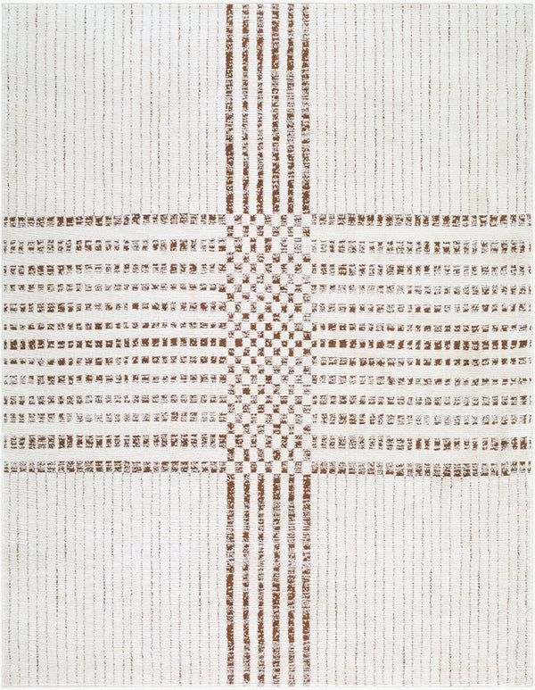Livabliss Architect Checkerboard Polyester Area Rug with High Low Pile for Modern Living Spaces Ivory, Dark Bro 7'10" x 10' GAAR2303-71010