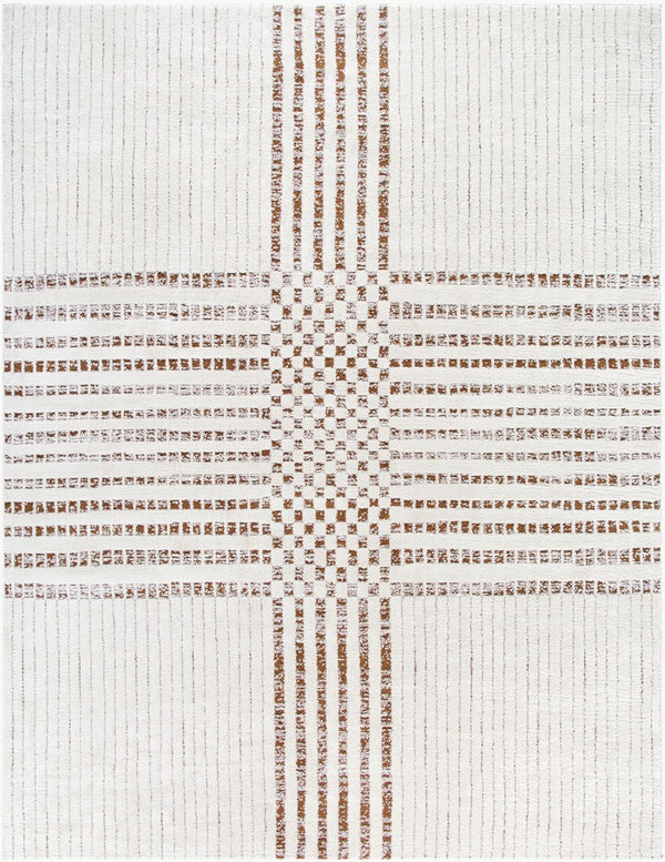 Livabliss Architect Checkerboard Polyester Area Rug with High Low Pile for Modern Living Spaces Ivory, Dark Bro 9'2" x 12' GAAR2303-9212