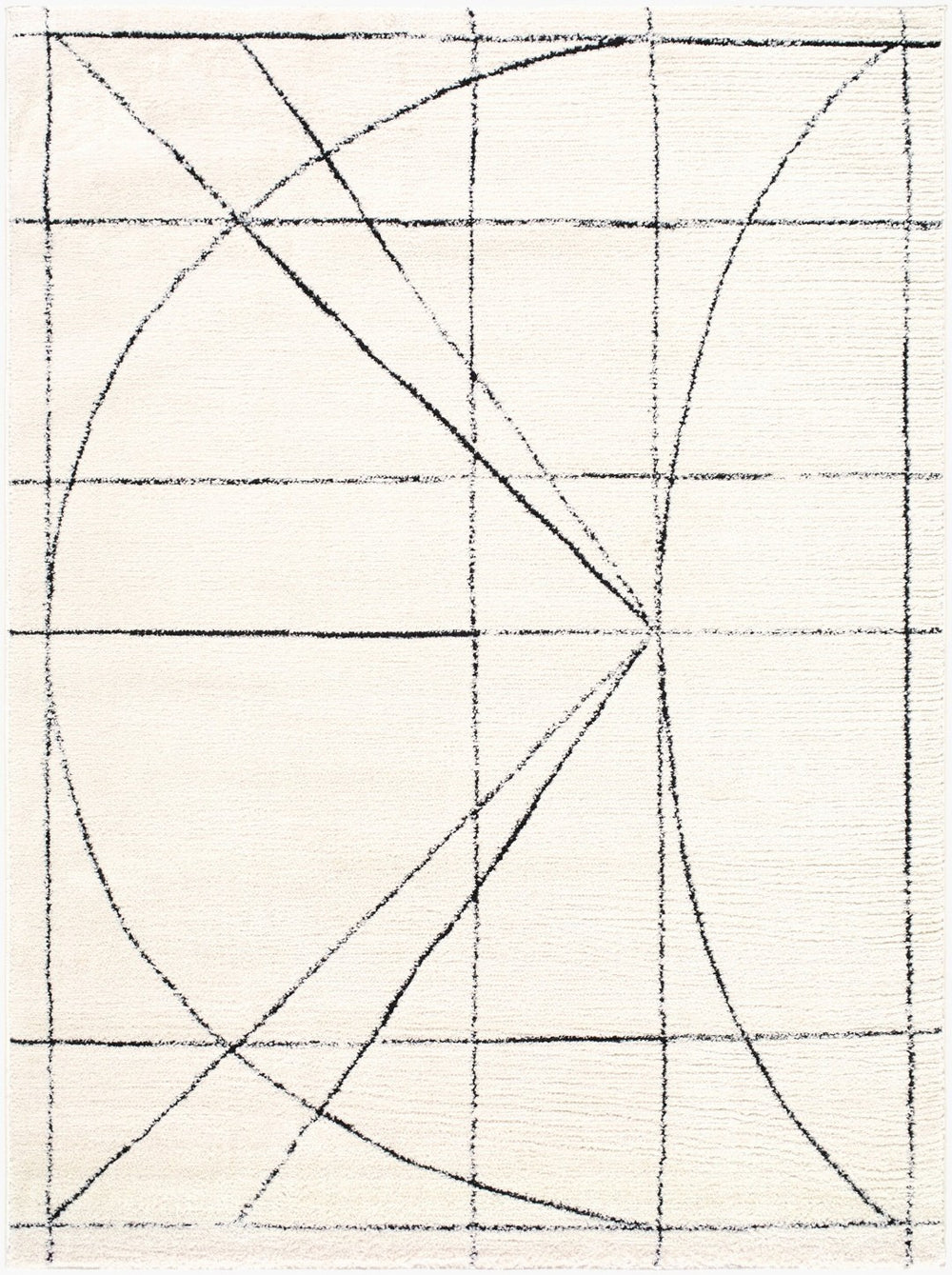 Livabliss Architect Collection Geometric High Low Pile Polyester Rug for Modern Living Spaces Ivory, Black 9'2" x 12' GAAR2304-9212