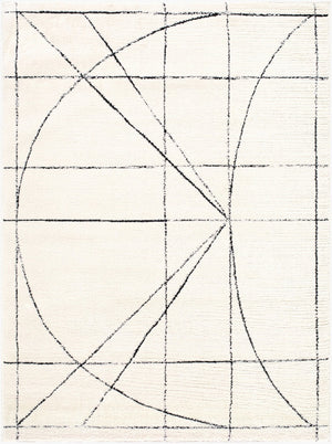 Livabliss Architect Collection Geometric High Low Pile Polyester Rug for Modern Living Spaces Ivory, Black 9'2" x 12' GAAR2304-9212