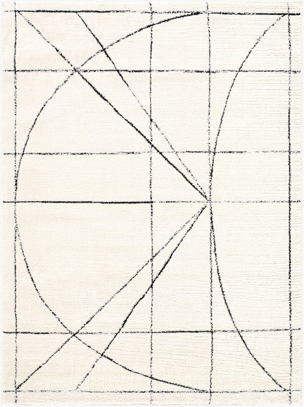 Livabliss Architect Collection Geometric High Low Pile Polyester Rug for Modern Living Spaces Ivory, Black 9'2" x 12' GAAR2304-9212