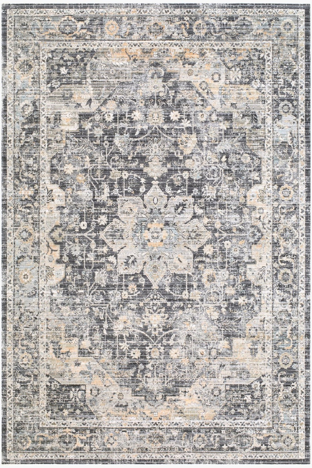 Livabliss Breckley Traditional Fringe Polyester Rug Machine Woven in Turkey for Entryways Ink Blue, Mediu 5'3" x 7'10" GABC2300-53710