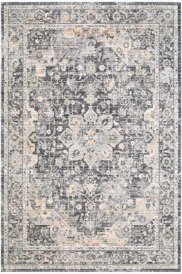 Livabliss Breckley Traditional Fringe Polyester Rug Machine Woven in Turkey for Entryways Ink Blue, Mediu 5'3" x 7'10" GABC2300-53710