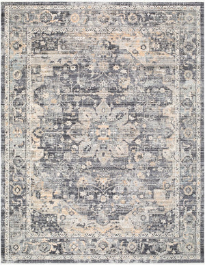Livabliss Breckley Traditional Fringe Polyester Rug Machine Woven in Turkey for Entryways Ink Blue, Mediu 7'10" x 10' GABC2300-71010