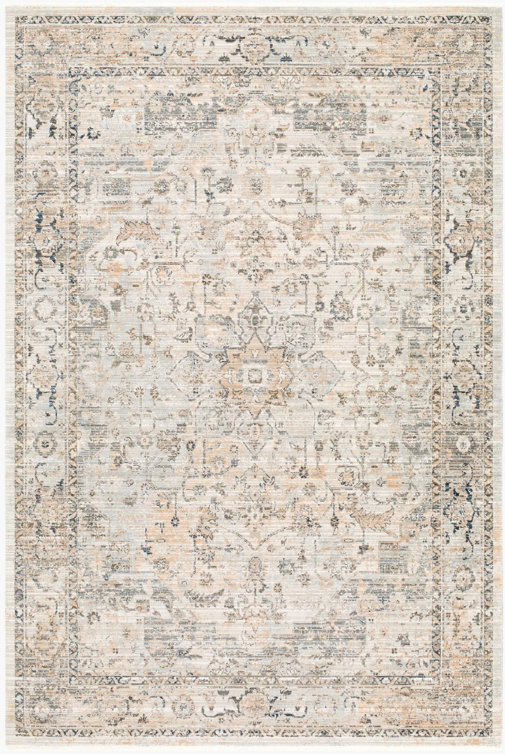 Livabliss Breckley Traditional Fringe Polyester Rug Turkish Woven for Entryway or Patio Medium Gray, Ch 6'7" x 9'6" GABC2303-6796