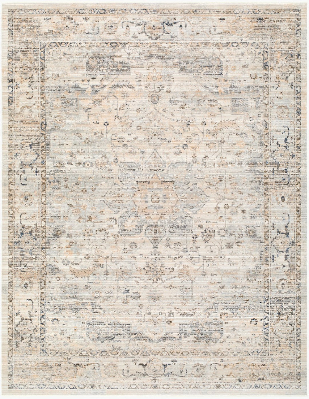 Livabliss Breckley Traditional Fringe Polyester Rug Turkish Woven for Entryway or Patio Medium Gray, Ch 6'7" x 9'6" GABC2303-6796