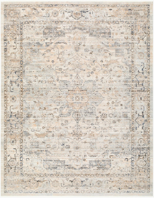 Livabliss Breckley Traditional Fringe Polyester Rug Turkish Woven for Entryway or Patio Medium Gray, Ch 7'10" x 10' GABC2303-71010