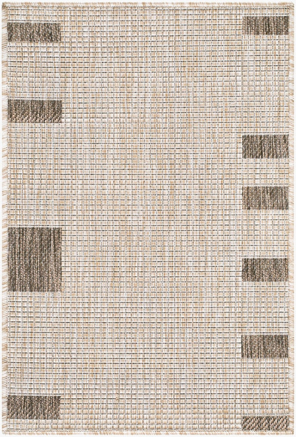 Livabliss Boxwood Geometric Polypropylene Area Rug Turkish Woven Indoor Outdoor Accent Piece Tan, Dark Brown 2' x 2'11" GABO2300-2211