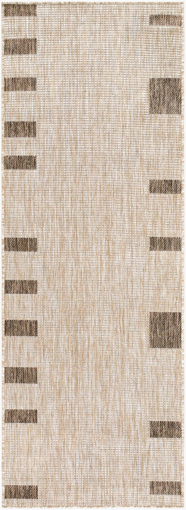 Livabliss Boxwood Geometric Polypropylene Area Rug Turkish Woven Indoor Outdoor Accent Piece Tan, Dark Brown 2'7" x 7'3" GABO2300-2773