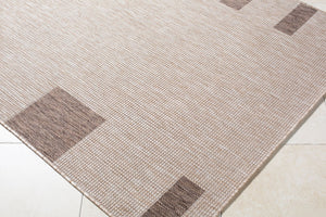 Livabliss Boxwood Geometric Polypropylene Area Rug Turkish Woven Indoor Outdoor Accent Piece Tan, Dark Brown 7'10" x 10' GABO2300-71010