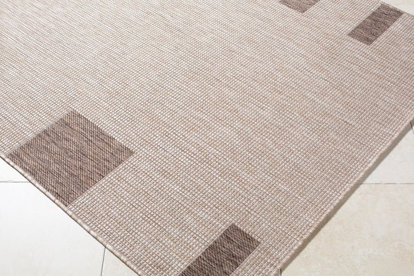 Livabliss Boxwood Geometric Polypropylene Area Rug Turkish Woven Indoor Outdoor Accent Piece Tan, Dark Brown 7'10" x 10' GABO2300-71010
