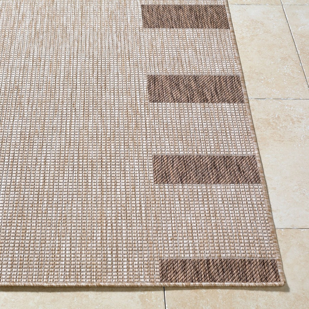 Livabliss Boxwood Geometric Polypropylene Area Rug Turkish Woven Indoor Outdoor Accent Piece Tan, Dark Brown 7'10" x 10' GABO2300-71010
