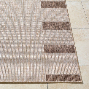Livabliss Boxwood Geometric Polypropylene Area Rug Turkish Woven Indoor Outdoor Accent Piece Tan, Dark Brown 7'10" x 10' GABO2300-71010