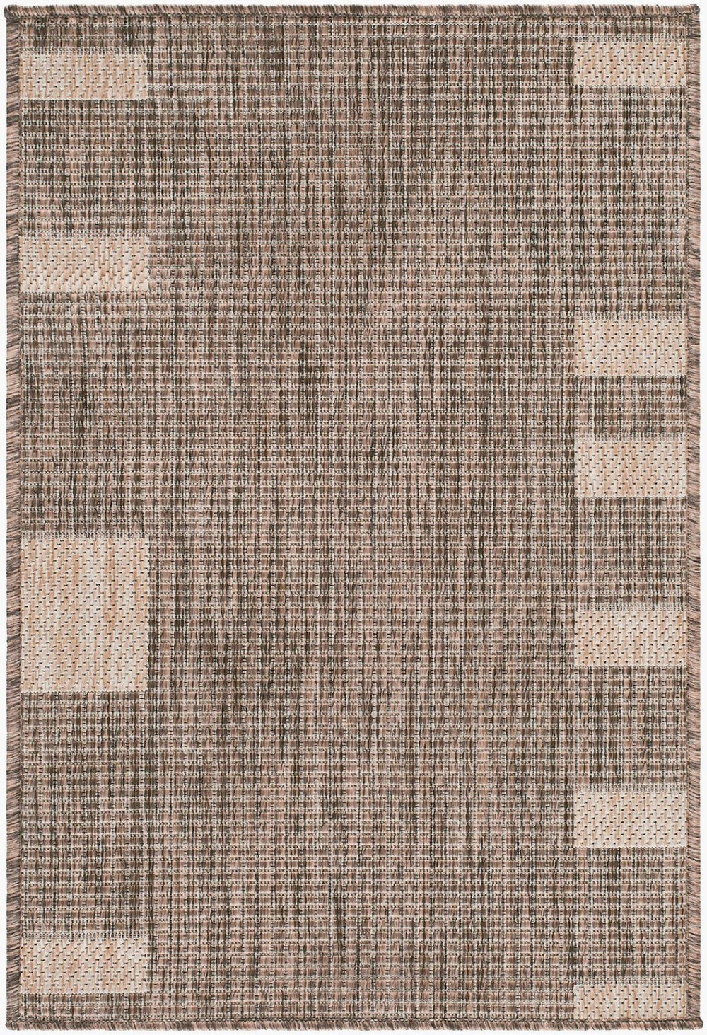 Livabliss Boxwood Geometric Flatweave Polypropylene Rug for Entryway Patio or High Traffic Areas Dark Brown, Tan 2' x 2'11" GABO2301-2211