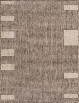 Livabliss Boxwood Geometric Flatweave Polypropylene Rug for Entryway Patio or High Traffic Areas Dark Brown, Tan 5'3" x 7' GABO2301-537