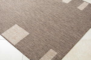 Livabliss Boxwood Geometric Flatweave Polypropylene Rug for Entryway Patio or High Traffic Areas Dark Brown, Tan 2'7" x 7'3" GABO2301-2773