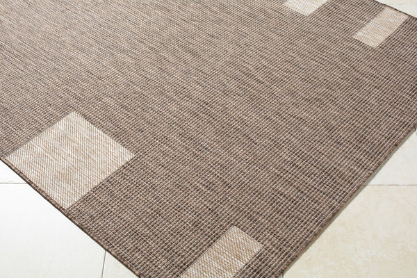 Livabliss Boxwood Geometric Flatweave Polypropylene Rug for Entryway Patio or High Traffic Areas Dark Brown, Tan 2'7" x 7'3" GABO2301-2773