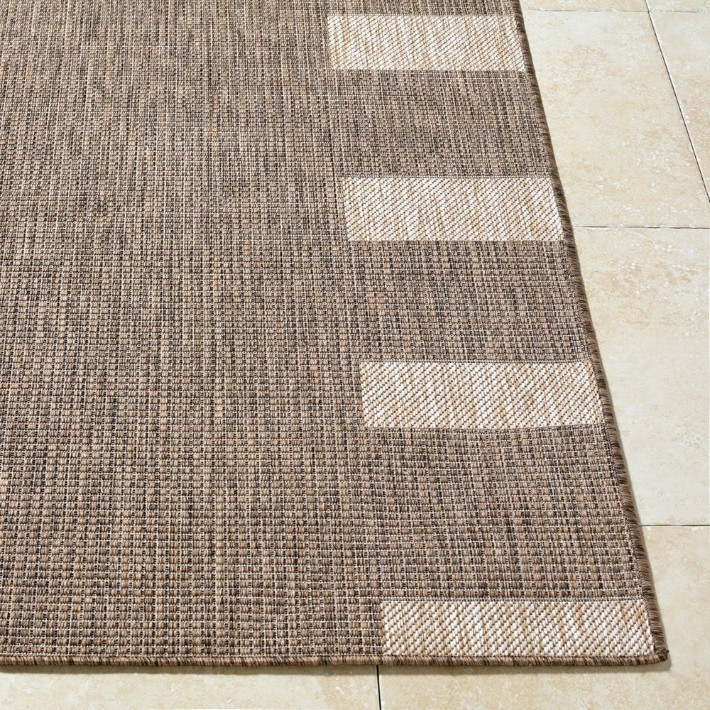 Livabliss Boxwood Geometric Flatweave Polypropylene Rug for Entryway Patio or High Traffic Areas Dark Brown, Tan 2' x 2'11" GABO2301-2211