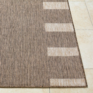 Livabliss Boxwood Geometric Flatweave Polypropylene Rug for Entryway Patio or High Traffic Areas Dark Brown, Tan 2'7" x 7'3" GABO2301-2773