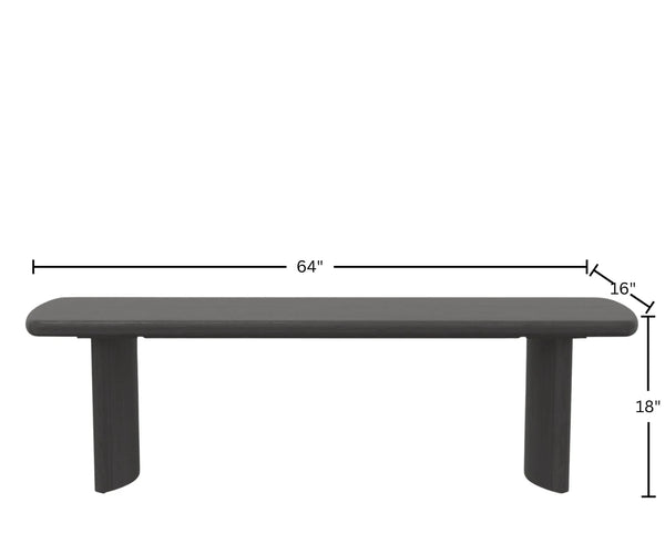 Gabrielle Sculptural Dining Bench with Curved Base for Modern Entryway or Room Seating