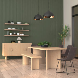 Gabrielle Sculptural Dining Bench with Curved Base for Modern Entryway or Room Seating