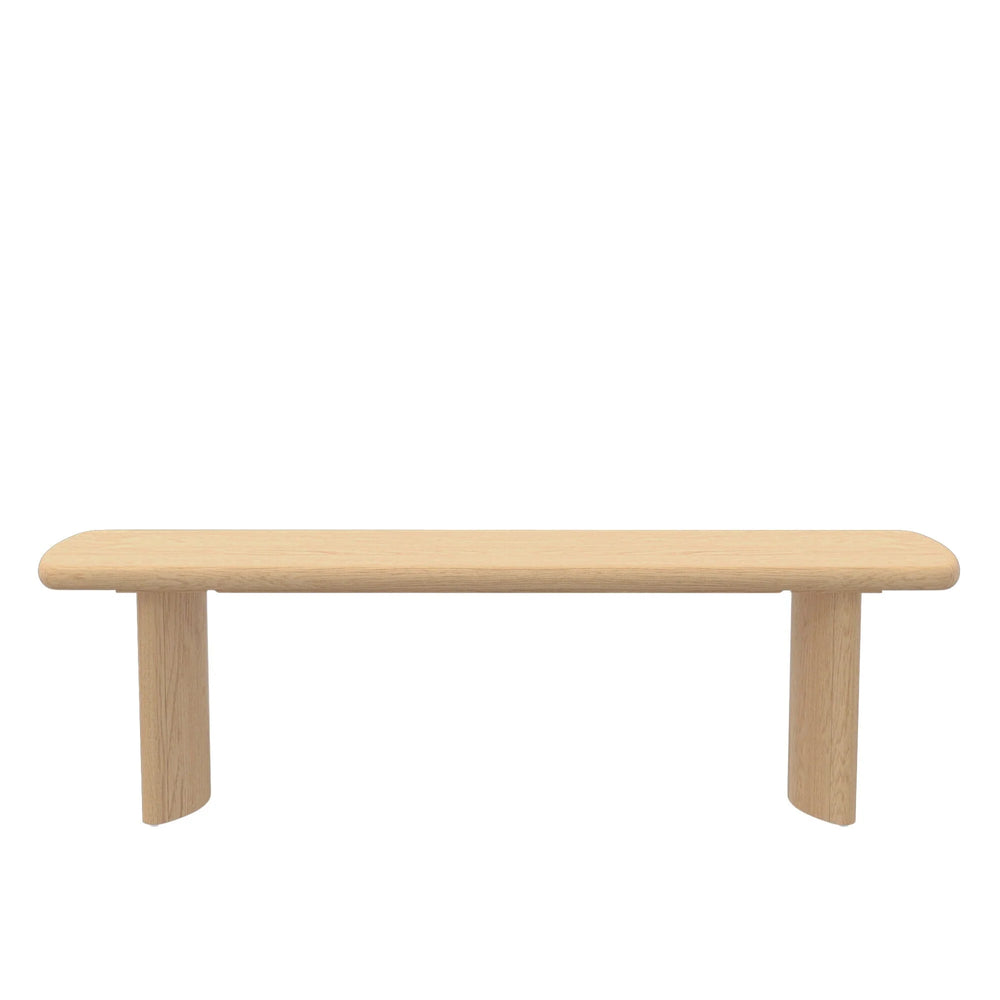Alpine Furniture Gabrielle Sculptural Dining Bench with Curved Base for Modern Entryway or Room Seating Light Oak 4225-03