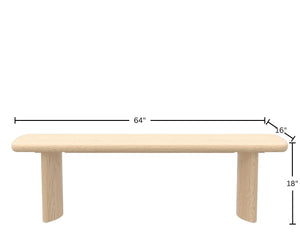 Gabrielle Sculptural Dining Bench with Curved Base for Modern Entryway or Room Seating