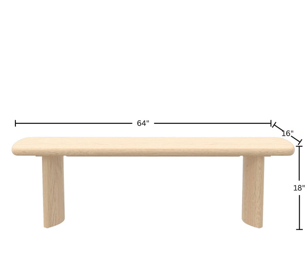 Gabrielle Sculptural Dining Bench with Curved Base for Modern Entryway or Room Seating