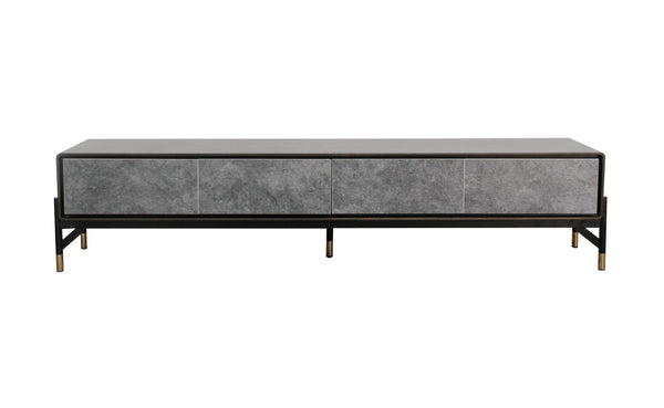 VIG Furniture Gabrielle Acacia & Gold Tv Stand With Ceramic-Style Drawers, Soft-Close Storage, Industrial Glam Finish VGGU5425TV-1-WAL-TV