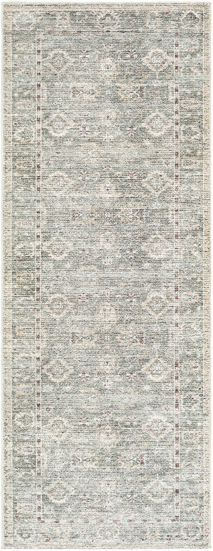 Livabliss Collins Avenue Oushak Inspired Polyester Accent Rug Plush Pile for Entryway or Bedroom Dusty Sage, Bei 2'7" x 7'3" GACA2300-2773