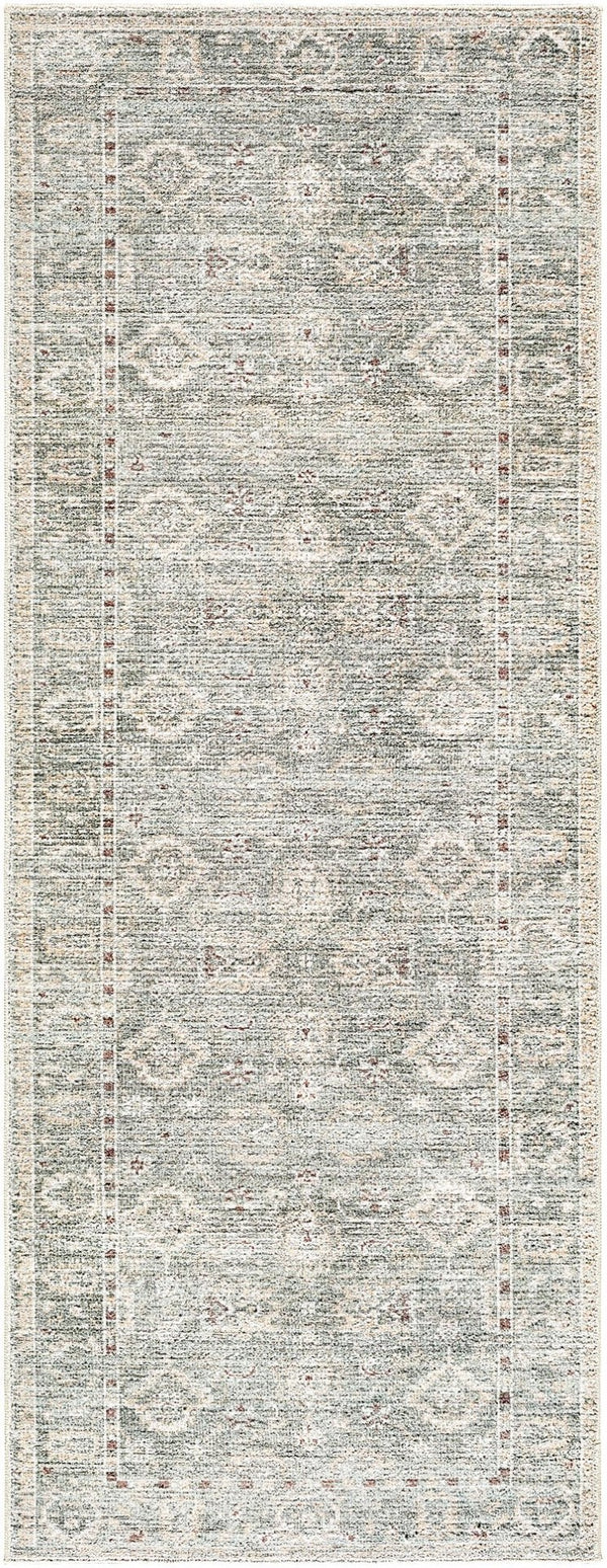 Livabliss Collins Avenue Oushak Inspired Polyester Accent Rug Plush Pile for Entryway or Bedroom Dusty Sage, Bei 2'7" x 7'3" GACA2300-2773
