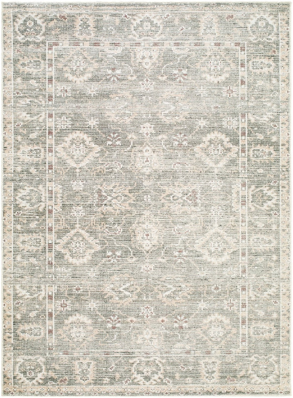 Livabliss Collins Avenue Oushak Inspired Polyester Accent Rug Plush Pile for Entryway or Bedroom Dusty Sage, Bei 9'1" x 12' GACA2300-9112