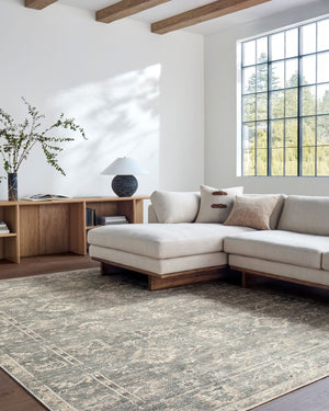 Livabliss Collins Avenue Oushak Inspired Polyester Accent Rug Plush Pile for Entryway or Bedroom Dusty Sage, Bei 9'1" x 12' GACA2300-9112