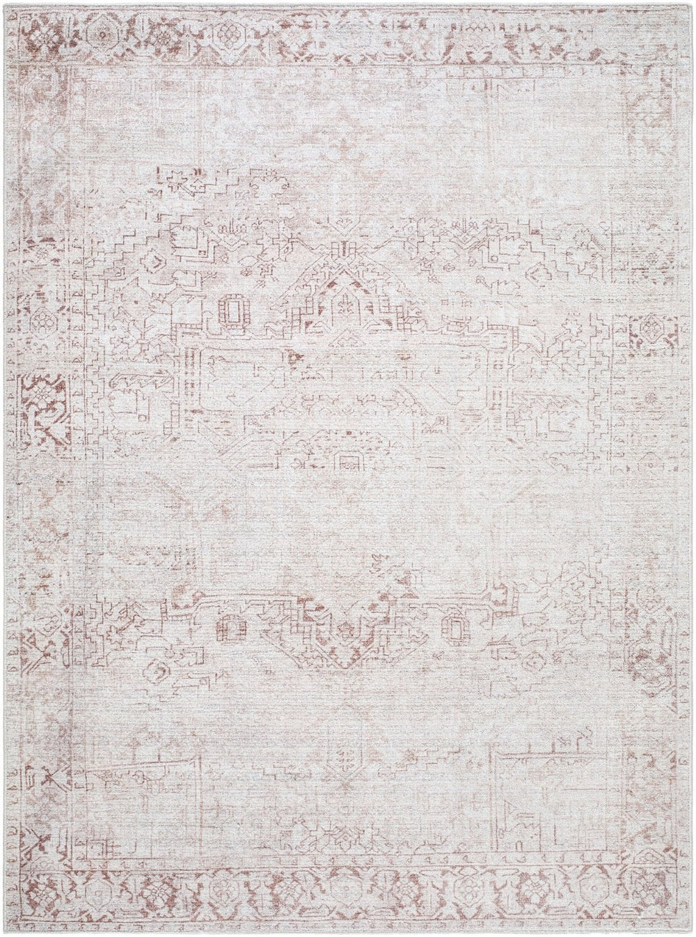 Livabliss Collins Avenue Medallion Accent Rug Plush Polyester Pile for Entryway or Bedside Ivory, Beige 6'6" x 9' GACA2304-669