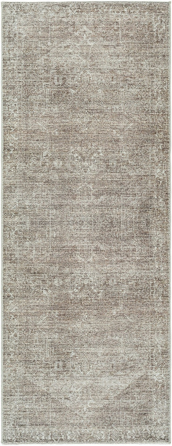 Livabliss Collins Avenue Medallion Accent Rug Polyester Pile Woven Neutral Tones Entryway Decor Ivory, Light Br 2'7" x 7'3" GACA2305-2773