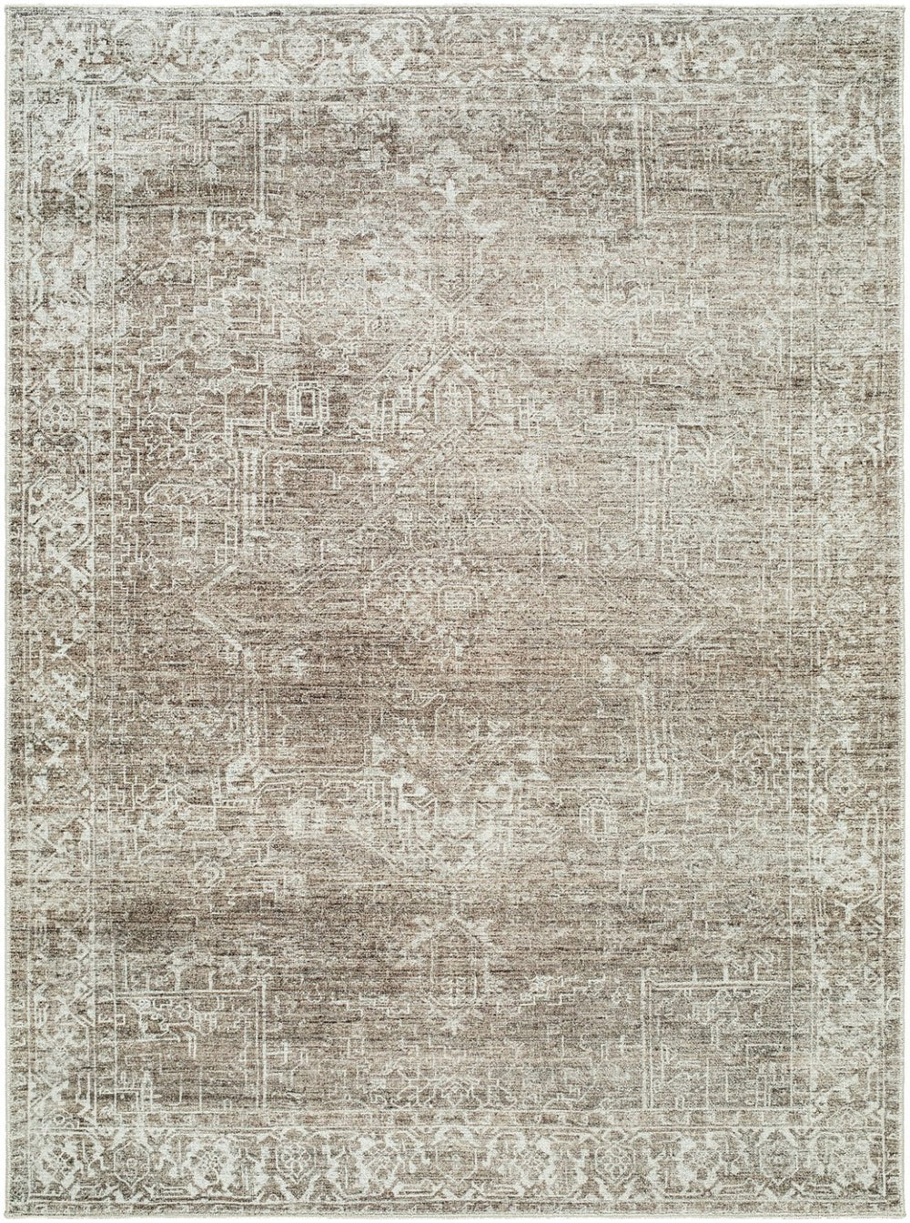 Livabliss Collins Avenue Medallion Accent Rug Polyester Pile Woven Neutral Tones Entryway Decor Ivory, Light Br 7'9" x 10' GACA2305-7910