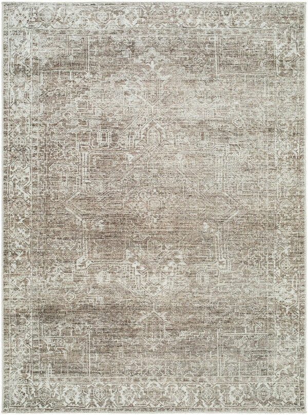 Livabliss Collins Avenue Medallion Accent Rug Polyester Pile Woven Neutral Tones Entryway Decor Ivory, Light Br 7'9" x 10' GACA2305-7910